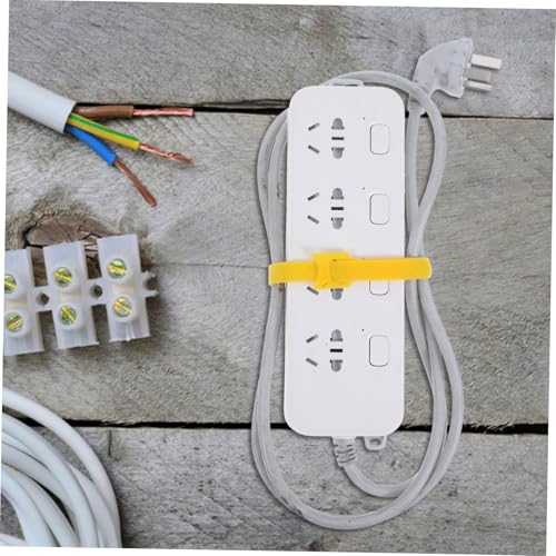 SHINEOFI 100 unidades Bridas adhesivas de gancho y bucle amarillas para organización de cables para escritorio y oficina en casa miniatura 7