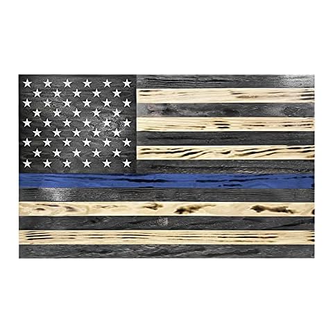Rustic Thin Blue Line Flag Wall Art (Small: 10.5 x 18”) Cover