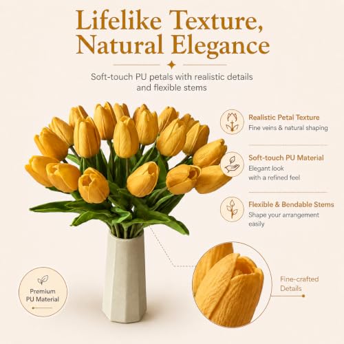 Image of Mandy's 20pcs Artificial Gold Tulips