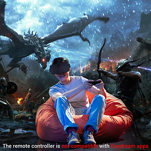 DESTEK V5 VR Headset, 110°FOV Eye Protected HD Virtual Reality Headset w/ Bluetooth Controller for iPhone 11/Pro/X/Xs/Max/XR/8P/7P,for Samsung S20/S10/S9/S8/Note 10/9/8/Plus,Phones w/ 5.5-6.8in Screen