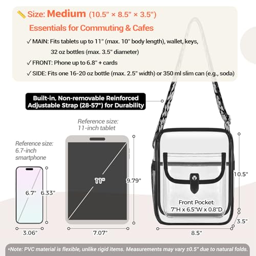 Image of SPODEARS Clear Crossbody Bag for Stadium, Concert, Festival & More - Adjustable Shoulder Strap & Bottle Holder