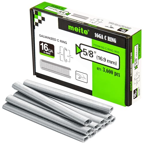 meite 16 Gauge 1/2" Hog Rings, 304 Stainless Steel C Rings 43,200 Counts