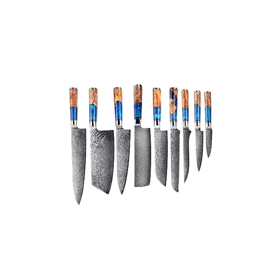 Knife-Set-9PCS-Kitchen-Knife-Set-High-Carbon-Japanese-VG10-Damascus-Steel-Chef-Knife-Resin-Handle-Kitchen-Knife-Santoku-Knife-Bread-Knife-Kitchen-Knife-Set-Color-9PCS-Kitchen-Knife Knife Set, 9PCS Kitchen Knife Set High Carbon Japanese VG10 Damascus Steel Chef Knife Resin Handle Kitchen Knife Santoku Knife Bread Knife Kitchen Knife Set (Color : 9PCS Kitchen Knife)