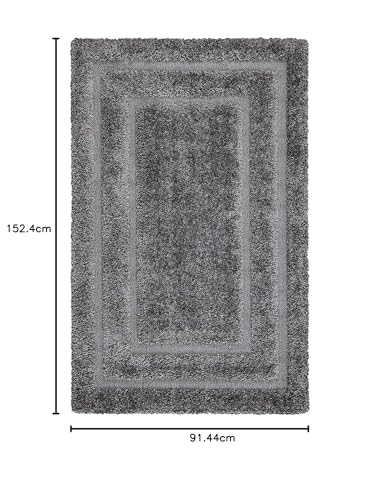 Image of Naze Modern Geometric Area Rug, Shag Texture, Multi-Colour Pattern DGN with Extra Softness and Smooth, Silky Feel, for Living Room Carpet, Etc.clr-DGN (GERAY),1, Size 2x5 feet