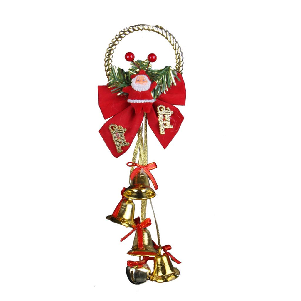 carotoe Metal Christmas Santa Wind Chimes Door Hangers with Bow for Christmas Decorations Ornaments Tree Pendant Decoration