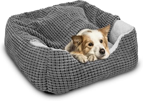 GASUR Dog Beds for Small Dogs with Cover Cave, Cat Beds for Indoor Cats, Rectangle Hooded Dog Puppy...