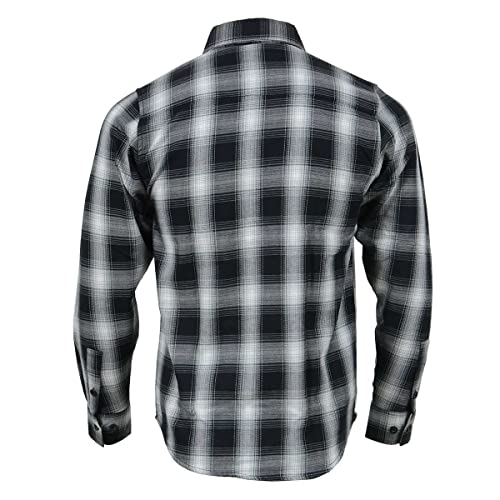 Milwaukee Leather MNG11654 Men's Black and White Long Sleeve Cotton Flannel Shirt2