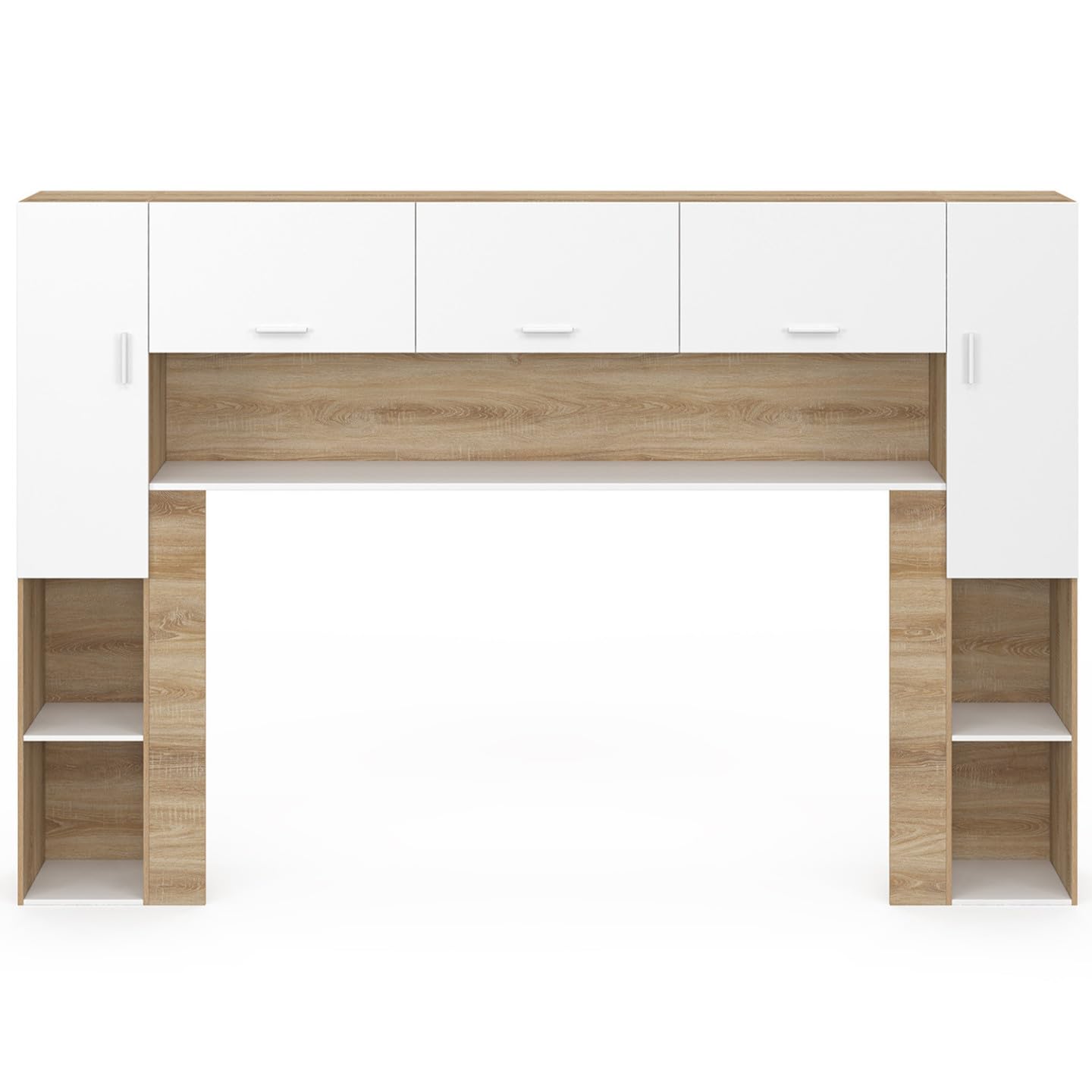 IDMarket - Pont de lit Bridget 226 cm avec rangements Bois et Blanc