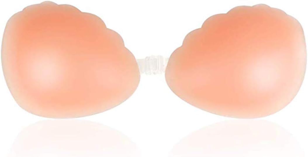 Rosmax Adhesive Silicone Bra, Reusable Backless Strapless Self Adhesive Sticky Silicone Invisible Push-up Bra for Women (F, 1x Pair)