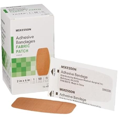 McKesson Adhesive Bandage Patch, 2 x 4 Inch Fabric, Box of 50