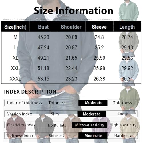 Men's Quarter Zip Up Sweaters Slim Fit Lightweight Mock Neck Pullover Casual Polo Sweaters2