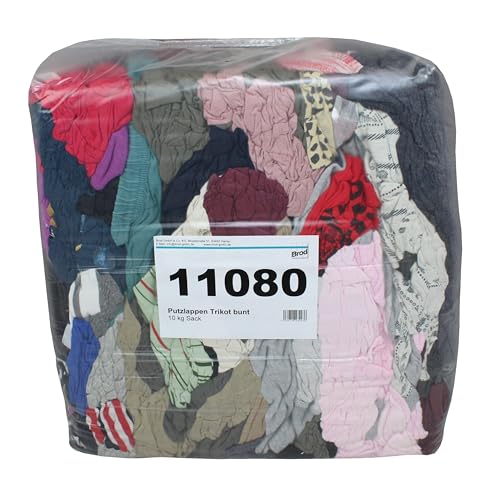 Brod Baumwoll-Putzlappen | Poliertrikot | bunt | 10 kg Sack | besonders saugfähig | gewaschen | Einsatzgebiete == für Werkstatt ✓ Polieren und Entfetten von Gegenständen ✓