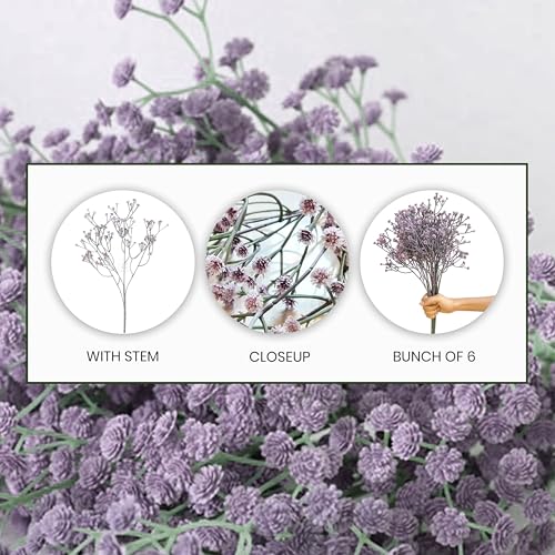 Image of Art Street Babys Breath Purple Flowers| Artificial Gypsophila Bouquets Flowers |Mothers Day Gifting, Faux Flowers for Vases |Decoration Items for Living Room, New Year (Pack of 6), 24 Inch