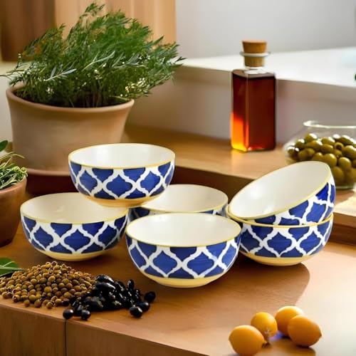 Image of Ceramic Bowl Set | 2-Piece Lightweight Crockery for Daily Use | Navy Blue Ramen & Snack Bowls (200ml Each) | Elegant Microwave & Dishwasher Safe | Perfect Christmas & New Year Gift