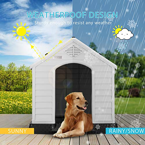 DEStar Durable Waterproof Plastic Pet Dog House Indoor Outdoor Puppy Shelter Kennel with Air Vents and Elevated Floor… - Image 4