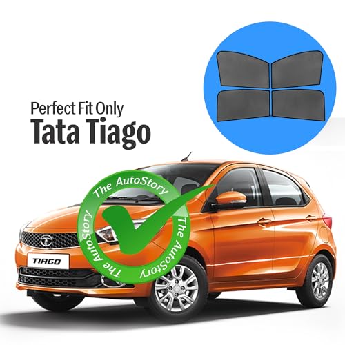 Image of AutoStory Custom Fit Black Mesh Car Sunshade for Tata Tiago | UV & Heat Protection Car Window Curtains | Privacy Car Sun Shade | Breathable Vehicle Specific Side Window Shades