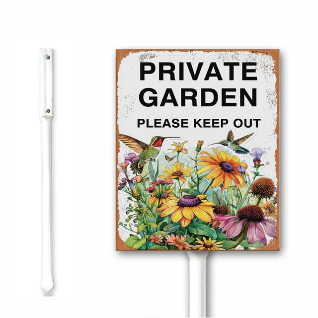 Private Garden Sign Private Property Yard Sign With Stake, 20x30CM Rustproof Aluminum Outdoor Use
