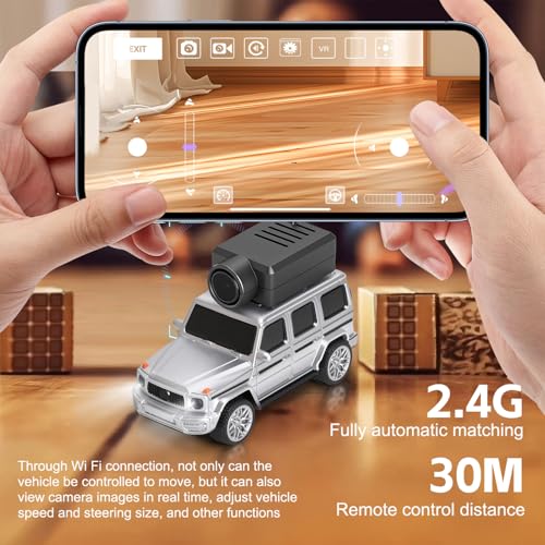 Image of Wltoys 1:64 FPV RC Drift Car, 720P WiFi APP, 2.4GHz Gyro (Sliver) | HD Zero‑lag Camera, 3 Speeds & Suspension. Dual LED Lights. Smooth on Carpets /Tiles. APP Photo /Video /VR for Hobbyists