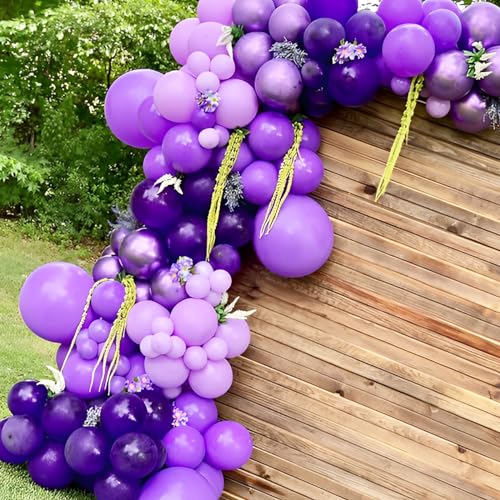 Image of Voircoloria 90pack Purple Balloons Different Size 18 /12 /10 /5 Inch Purple Balloon Garland Arch Kit for Halloween, Graduation, Wedding, Birthday, Baby Shower, Anniversary Party Decorations