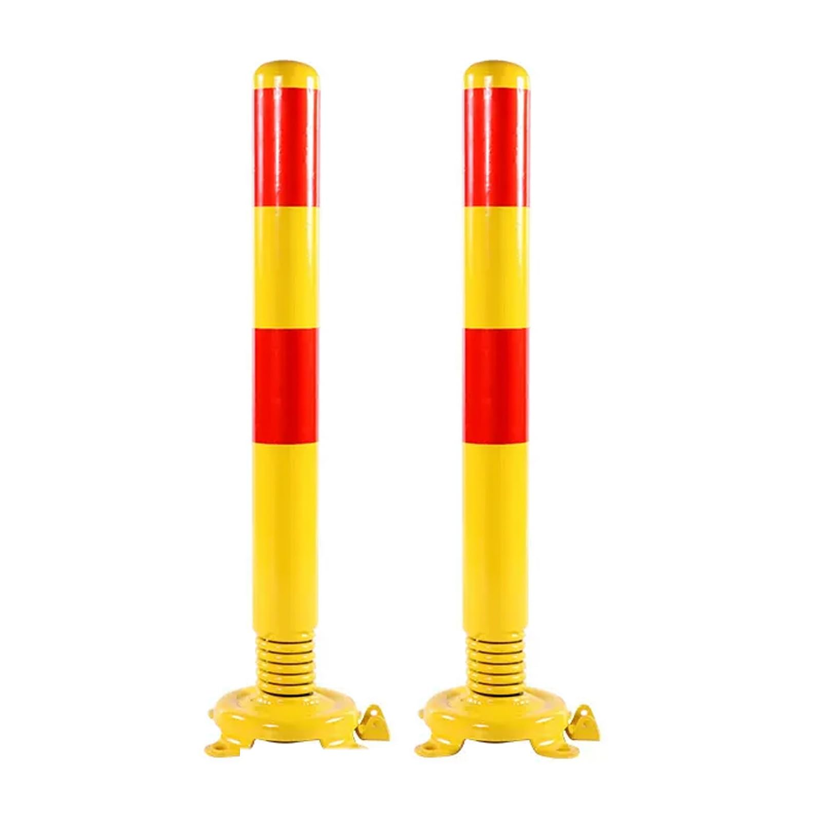 MOKLYF Safety Bollard Post, Spring Parking Post with Warning Stripes, Driveway Garage Security Post, Traffic Barde Cones, for Indoor and Outdoor Parking (Yellow (2pcs))