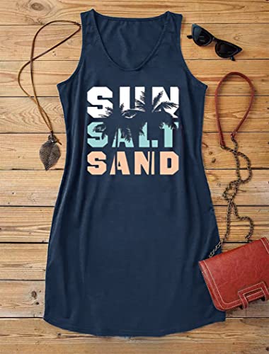 Image of Live Simple Coconut Tree Sleeveless Mini Dress Summer Beach Mini Dress Women's Summer Casual Sexy V Neck Mini Tank Dress