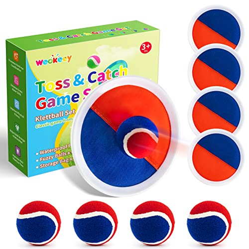 Weokeey Klettballspiel für Kinder Pool Spielzeug Wasserspielzeug Strandspielzeug Klettball Outdoor Spiele Gartenspielzeug Klettspiel Wurf Spiel Draußen Geschenke 3 4 5 6 7 8 9 10 Jahre Junge Mädchen