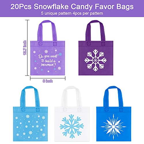 20Pcs Snowflake Party Favors, Winter Frozen Non-Woven Candy Treat Bags, Theme Goodie Gifts Tote for Kids Holiday Snowflake Winter Wonderland Birthday Baby Shower Party Supplies by UTOPP - Image 3