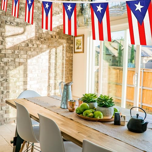 Image of Puerto Rico Flags Puerto Rican String Flag Banners for Patriotic Events Independence Day Sports Bars Inside Outside Decorations 33 Feet 30 Flags