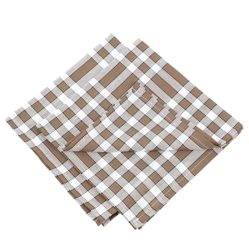 Lot de Serviettes de Table Carreaux Vichy Normand Marron Nelly