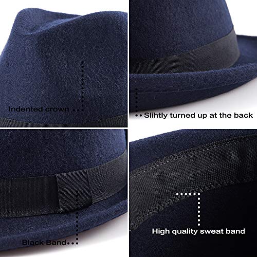 Image of LADYBRO Straw Trilby Fedora Hat for Men Women 1920s Wool Felt Panama 7 1 /4