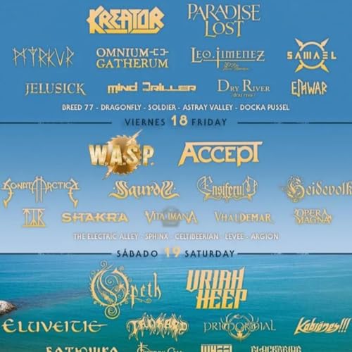 140 - Fuengirola Sun and Thunder 2025 Kreator, Accept, Opeth, Vita Imana, Leo Jim&eacute;nez, WASP, Uriah Heep, Wheel,Eluveitie