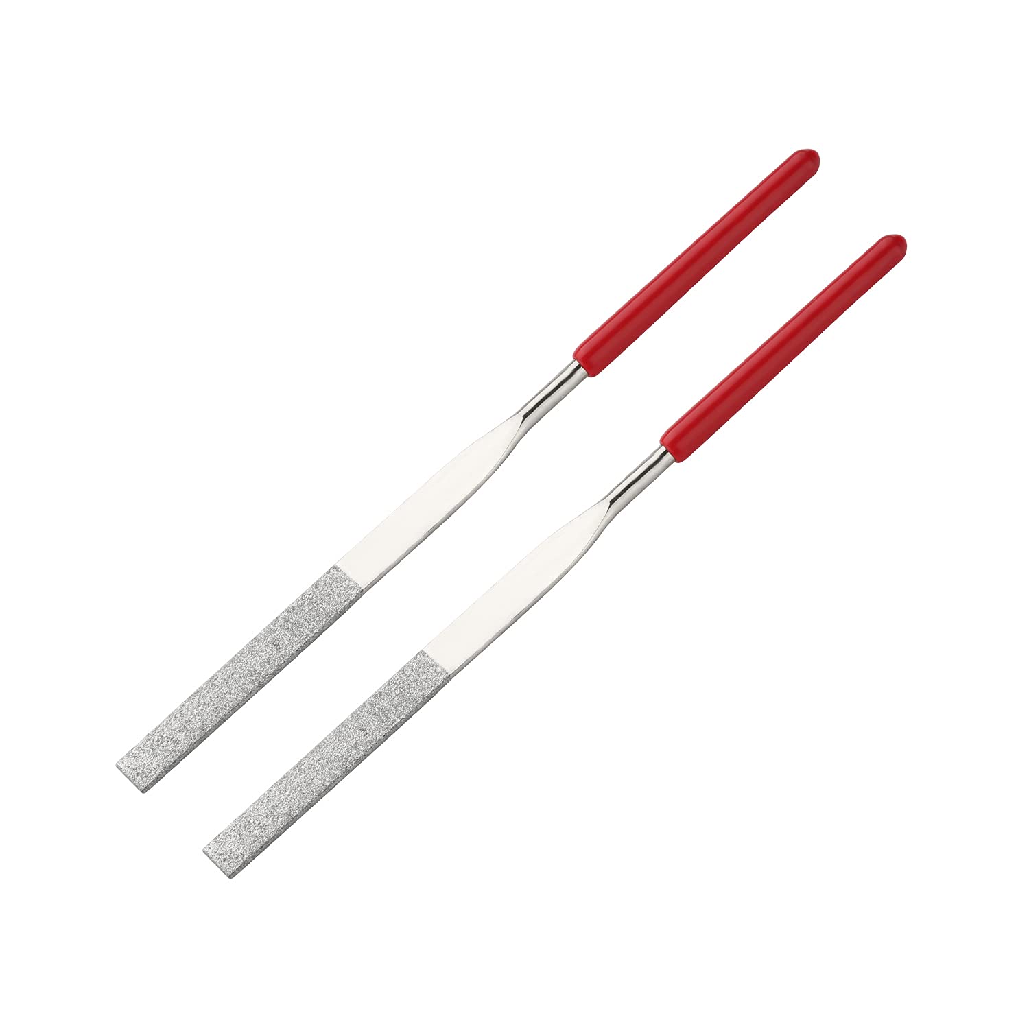 Utoolmart Diamond Needle File, 2-Pieces Mini Diamond Needle File Set, 4mm x 160mm Flat Files Tools, 150 Grits Small Flat Files, for Metal Glass Stone with Fine Sanding