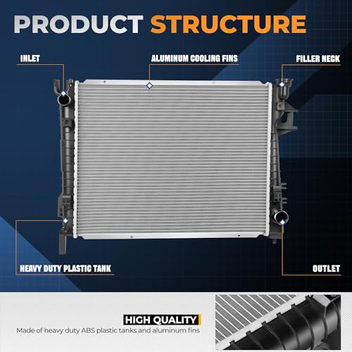 Image of Auto Dynasty 2480 Radiator for 2002-2008 Dodge Ram 1500 2500 3500 | 1-Row Cooling Radiator Fit 3.7L 4.7L 5.7L 5.9L V6 V8 Models, Aluminum Core, DPI 2480