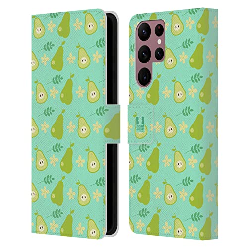 Étui portefeuille en cuir compatible Samsung Galaxy S22 Ultra 5G Poires Fruit