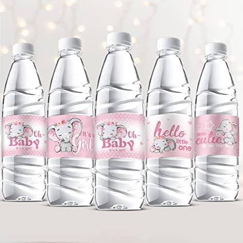 39 Elephant Baby Shower Water Bottle Labels Waterproof Water Bottle Wrappers Water Bottle Stickers Baby Shower Bottle Wraps Decorations for Baby ...