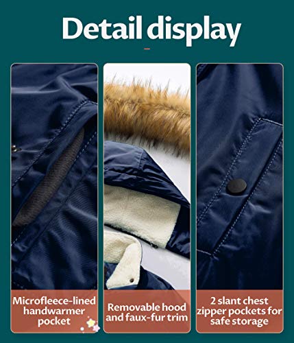 Image of CREATMO US Girl's Long Winter Warm Parka Sherpa Trimmed Collar Puffer Ski Jacket Coat