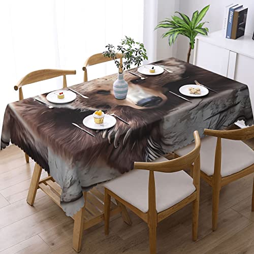 Nappe rectangulaire lavable imprimée ours bruns salle à manger - 3
