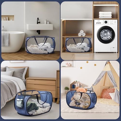 Yokuni 2 Stück Faltbarer Wäschekorb 36 x 36 x 58 cm, Pop Up Wäschekorb Faltbar mit Henkel, Klappbarer Wäschekorbe für Badezimmer, Schlafzimmer, Studentenwohnheime, Reisen und die Aufbewahrung zu Hause