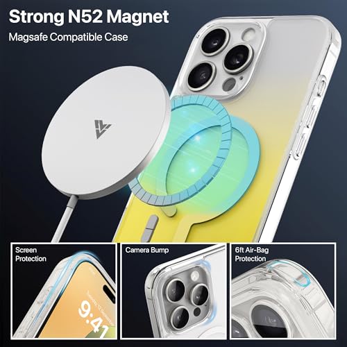 Image of eller sante Maven Magpro Back Cover Case for iPhone 16 Pro Scratch Resistant Camera Screen Protector TPU Shockproof 10ft Drop Protection Support Mag-Safe Wireless Charging- Light Yellow
