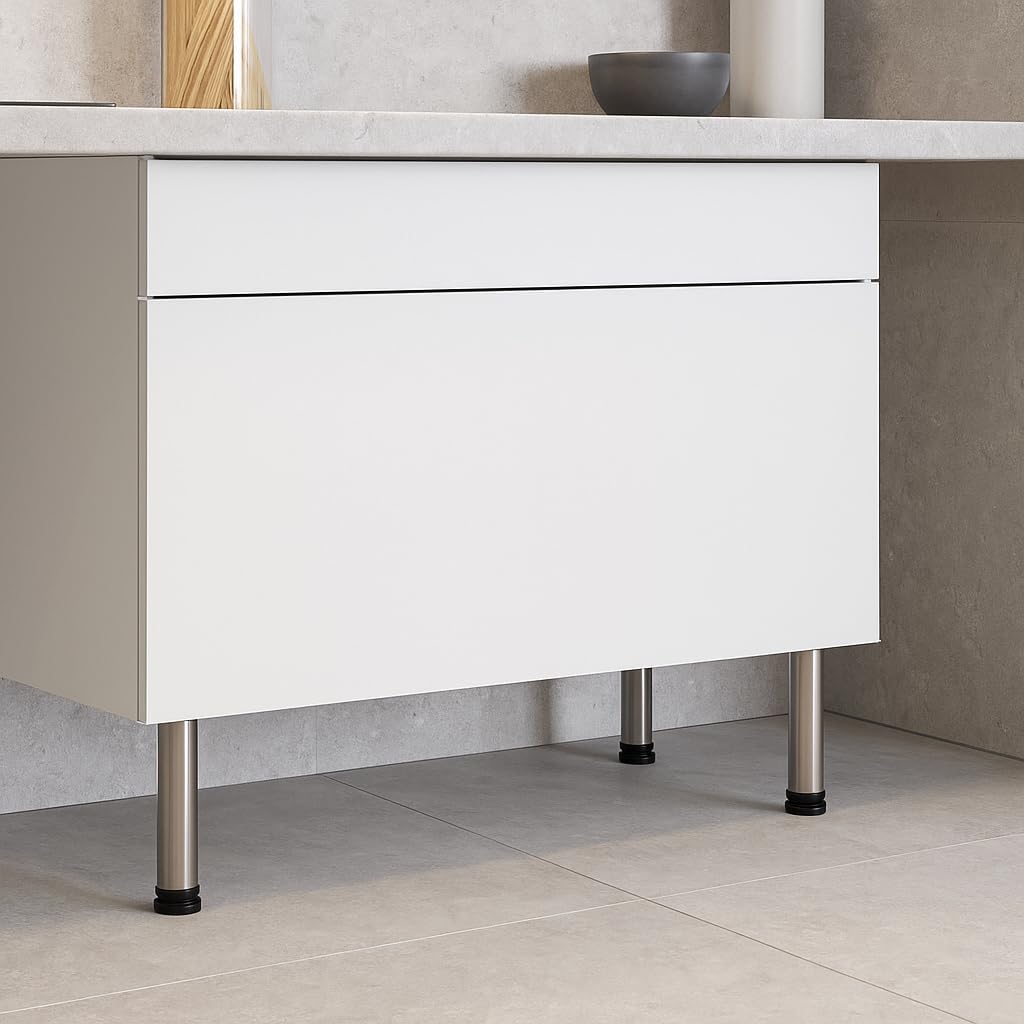 4 piedini per mobili regolabili, in acciaio inox spazzolato, versatili, per mobili, mobiletti, armadi, tavoli, diverse misure, 200 mm