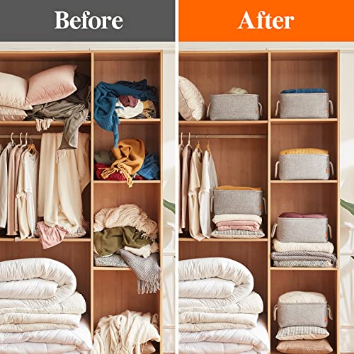 Lifewit Storage Baskets For Shelves Fabric Storage Bins For Organizing Decorative Closet Bins With Handles For Living Room, Utility Room, 14.6 X 10.6 X 7.9 Inch, 3 Pack, Grey #TOP5