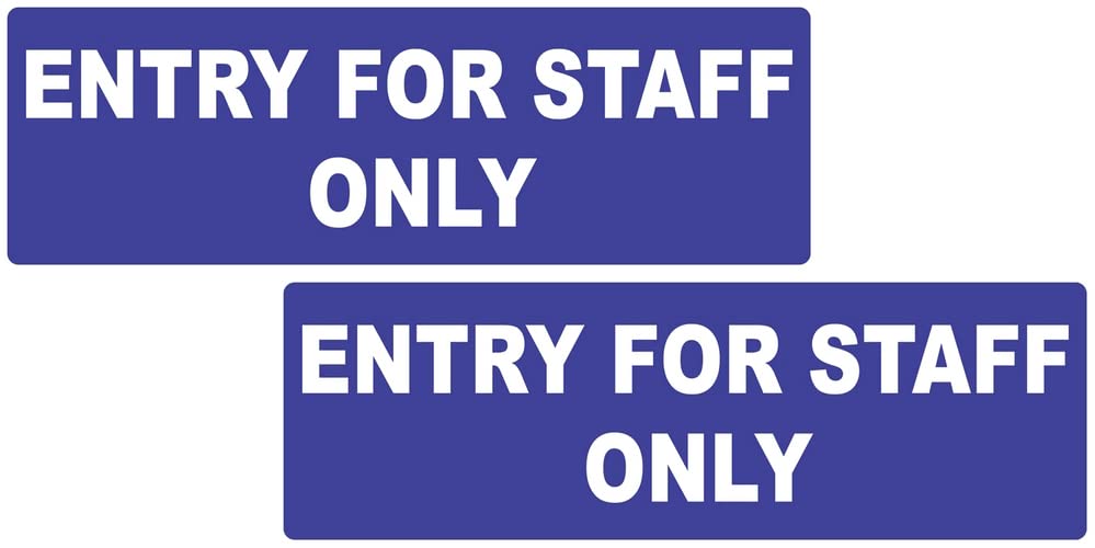 VAAIMAI Entry for Staff Only Foam Board Sticker Sign Board 12X4 Inch Vinyl UV Laminated Waterproof Blue, Pack of 2