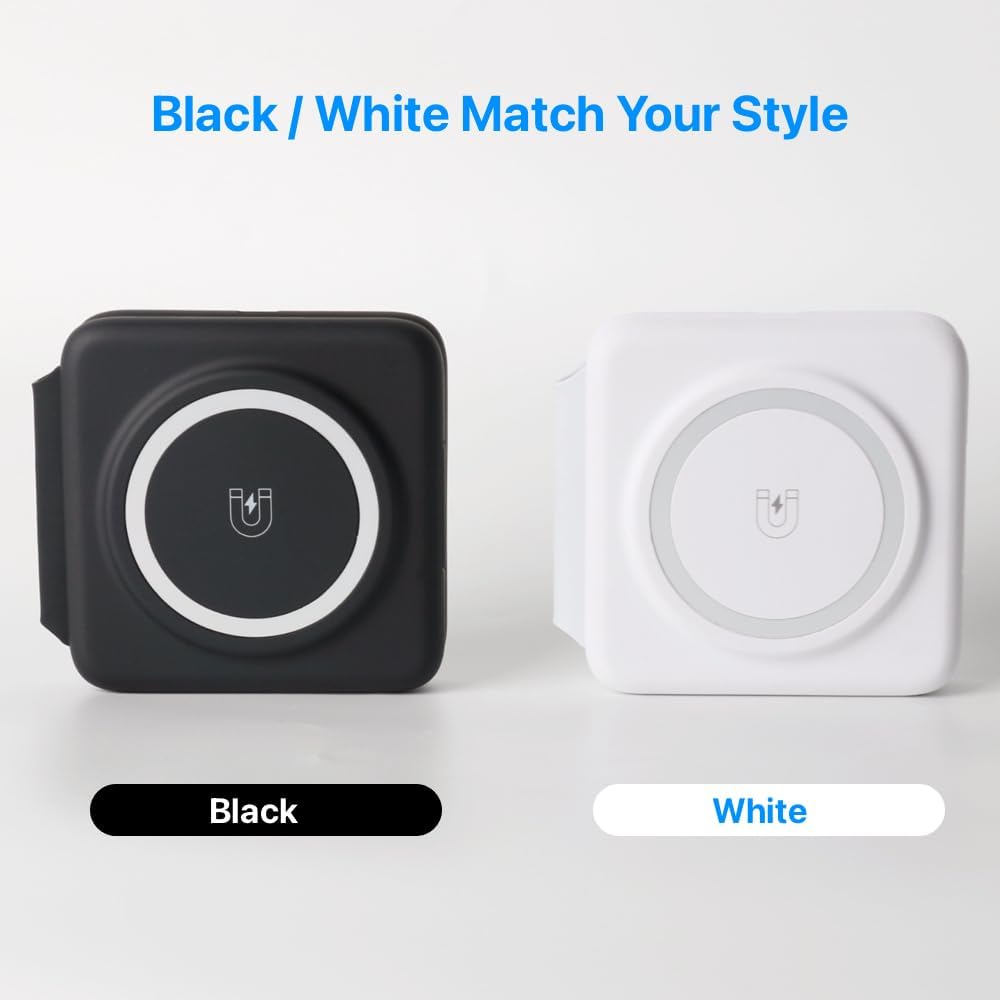 Wireless Charging Station 3 in 1 Foldable Magnetic 15W Travel Multiple Devices Fast Charger for iPhone 16/15/14/13/12 Series, AirPods 3/2/Pro/Pro2, iWatch (White)