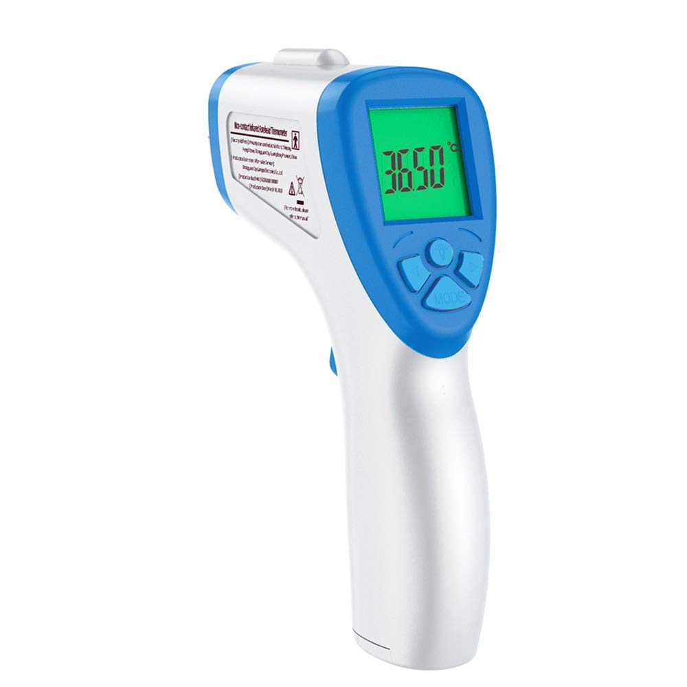 Termometro ad infrarossi professionale, senza contatto, per adulti e bambini, grande display LCD retroilluminato, funzione memoria, allarme febbre
