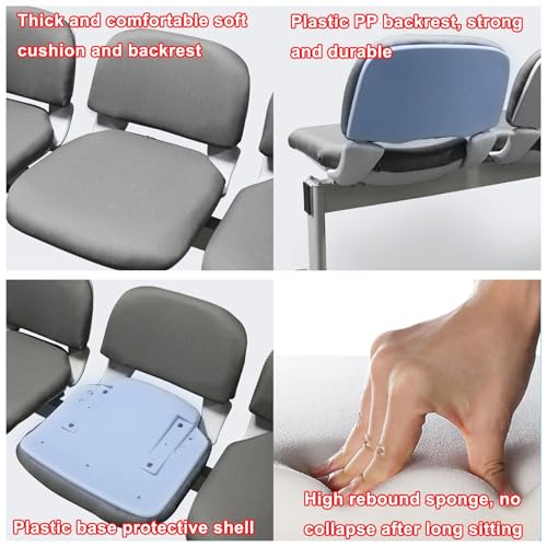 Silla de sala de espera de tres plazas en acero gris para recepción de clínicas 5