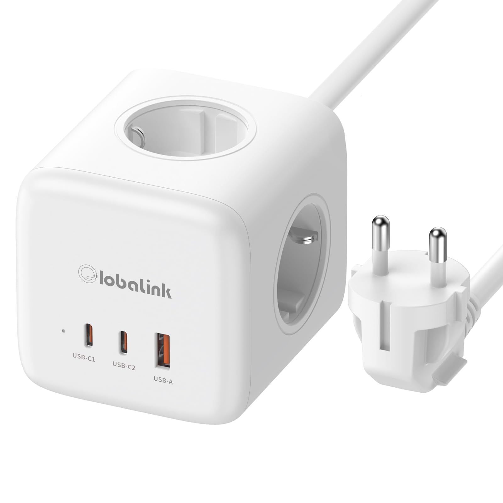 GlobaLink Cubo Regleta Enchufes con USB, 65w GAN Ladron Enchufes - 1,5 m