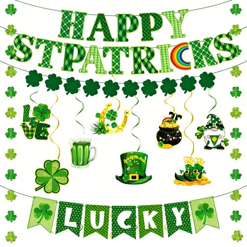 64Pcs St Patricks Day Decorations Kit Shamrock...