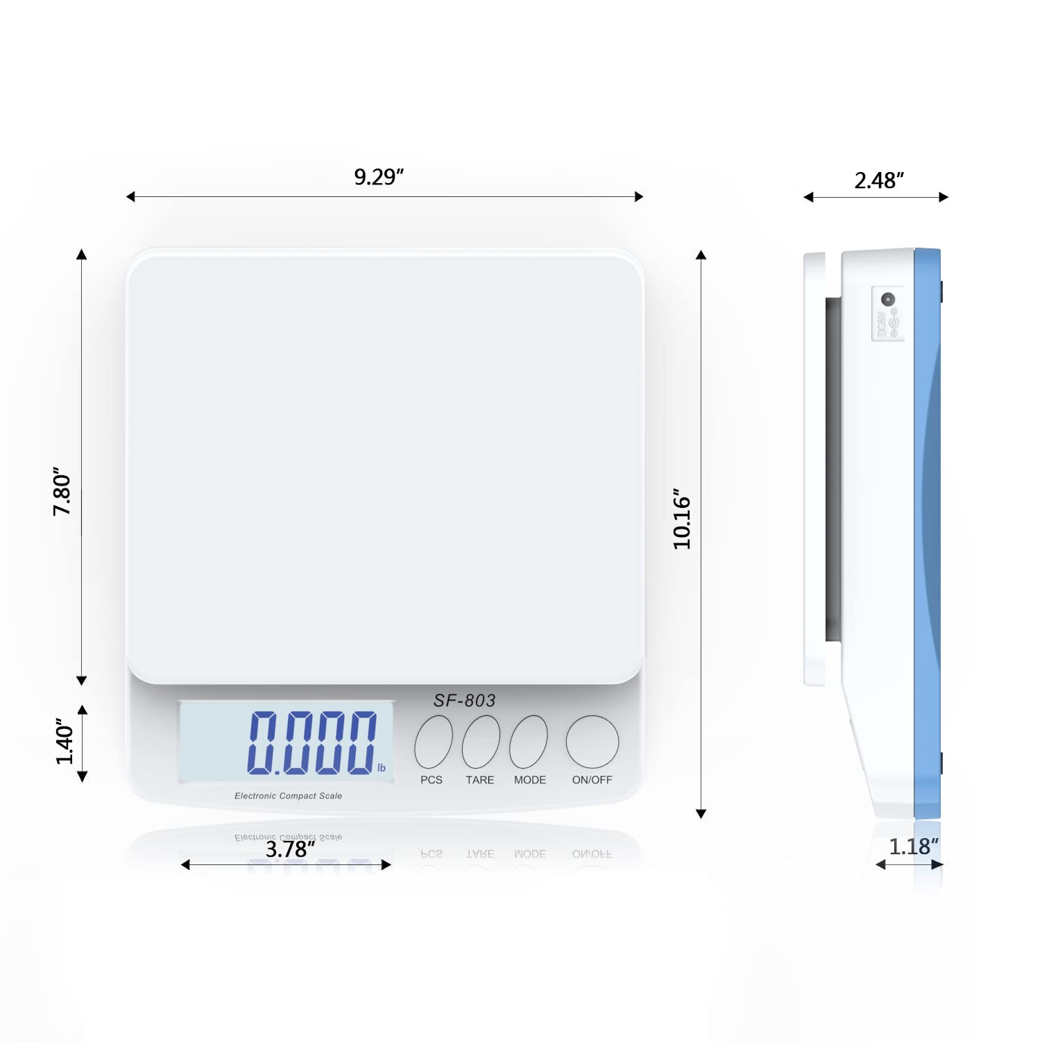 Bilancia postale digitale 0,01G-30 kg, facile da usare per bilance da ufficio e officina, peso 803, colore: bianco