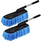 Tanlade 2 Pack Microfiber Car Duster Exterior Scratch Free with Extendable Handle Soft Car Duster Kit for Cleaning Car Dust Brush Set for Car Exterior Interior Cleaning Tools