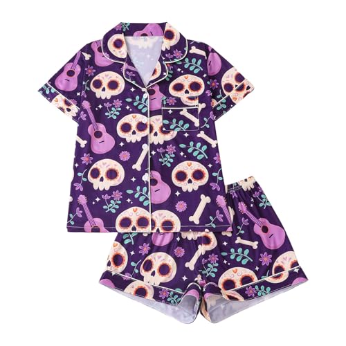 Pyjama Halloween femme col imprimé pour dormir confortablement en automne